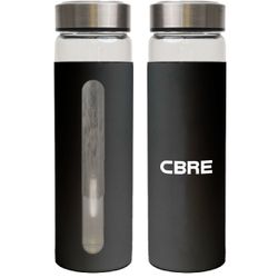 Image of Rideau 20 Oz Glass Bottle With Aluminum Sleeve - Black