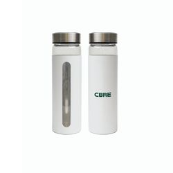 Image of Rideau 20 Oz Glass Bottle With Aluminum Sleeve - White