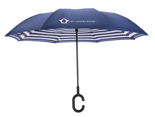 Jet HomeLoans - Navy/Navy Stripe UnbelievaBrella® 48" Reverse-Close image thumbnail