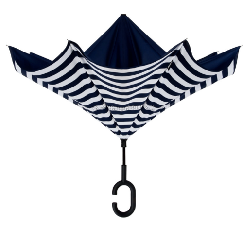 Jet HomeLoans - Navy/Navy Stripe UnbelievaBrella® 48" Reverse-Close image thumbnail