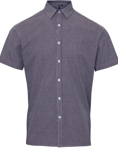 Mens Microcheck Gingham Short-Sleeve Cotton Shirt image thumbnail