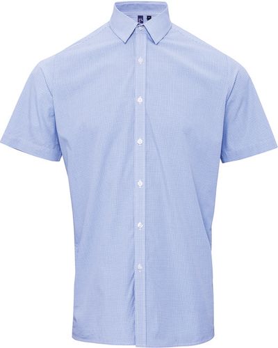 Mens Microcheck Gingham Short-Sleeve Cotton Shirt image thumbnail