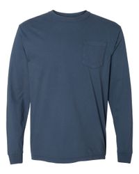 Image of Unisex Garment-Dyed Heavyweight Long Sleeve Pocket T-Shirt - 4410