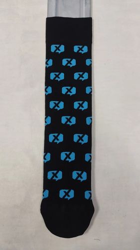  Flat Knit Cotton Crew Dress Socks with All Over Design - Black - New image thumbnail