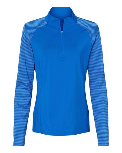 Women's Stripe Block Quarter-Zip Pullover - A521 image thumbnail