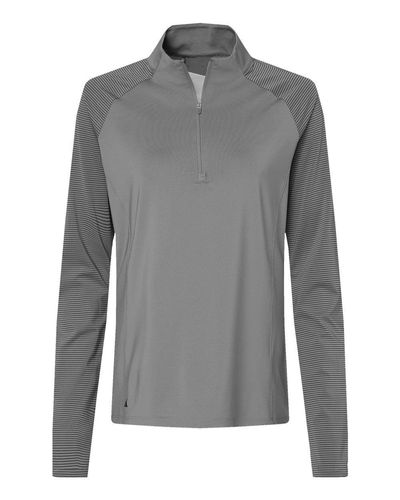 Women's Stripe Block Quarter-Zip Pullover - A521 image thumbnail
