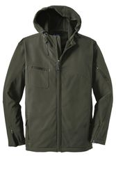Image of Port Authority Textured Hooded Soft Shell Jacket. J706