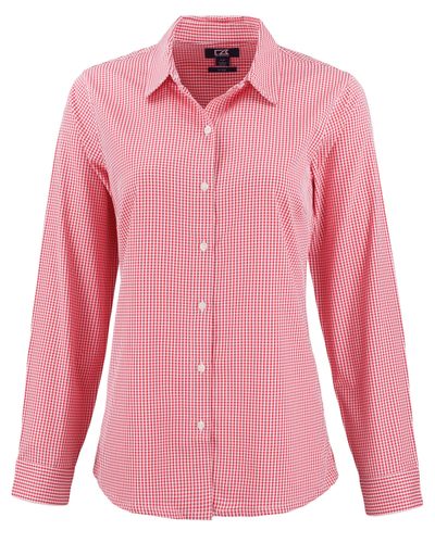 Cutter & Buck Skyline Epic Confidence Recycled Gingham Womens Long Sleeve Dress Shirt image thumbnail
