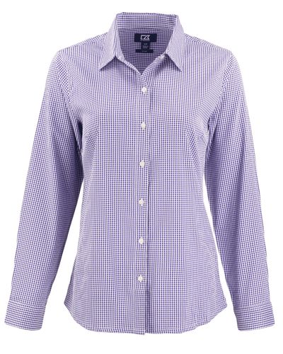 Cutter & Buck Skyline Epic Confidence Recycled Gingham Womens Long Sleeve Dress Shirt image thumbnail