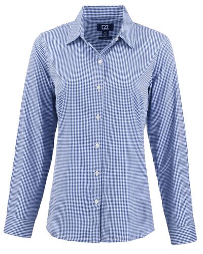 Cutter & Buck Skyline Epic Confidence Recycled Gingham Womens Long Sleeve Dress Shirt image thumbnail
