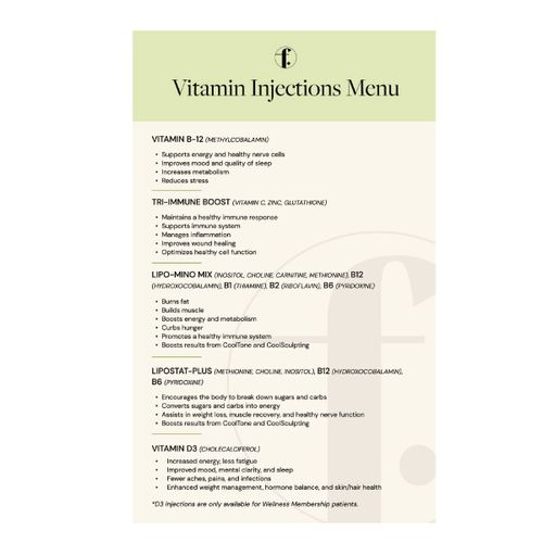 2026 Vitamin Injections Menu image thumbnail