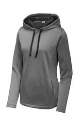Image of Sport-Tek Ladies PosiCharge Sport-Wick Heather Fleece Hooded Pullover. LST264 