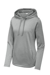 Image of Sport-Tek Ladies PosiCharge Sport-Wick Heather Fleece Hooded Pullover. LST2641)