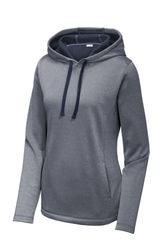 Image of Sport-Tek Ladies PosiCharge Sport-Wick Heather Fleece Hooded Pullover. LST264