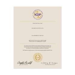 Image of KDP Blank Membership Certificate – Pack of 10