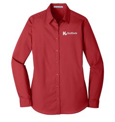 Image of Port Authority Ladies Long Sleeve Carefree Poplin Shirt. LW100