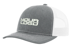 Image of 1 Dozen Richardson Adult Trucker Adjustable Snapback - Heather Grey/White