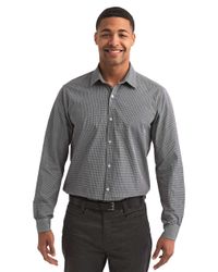 Image of Microcheck Gingham Long-Sleeve Cotton Shirt - RP220