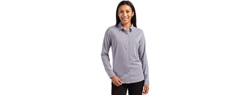 Cutter & Buck Skyline Eco Recycled Gingham Womens Long Sleeve Dress Shirt image thumbnail