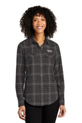 Image of Port Authority® Ladies Long Sleeve Ombre Plaid Shirt