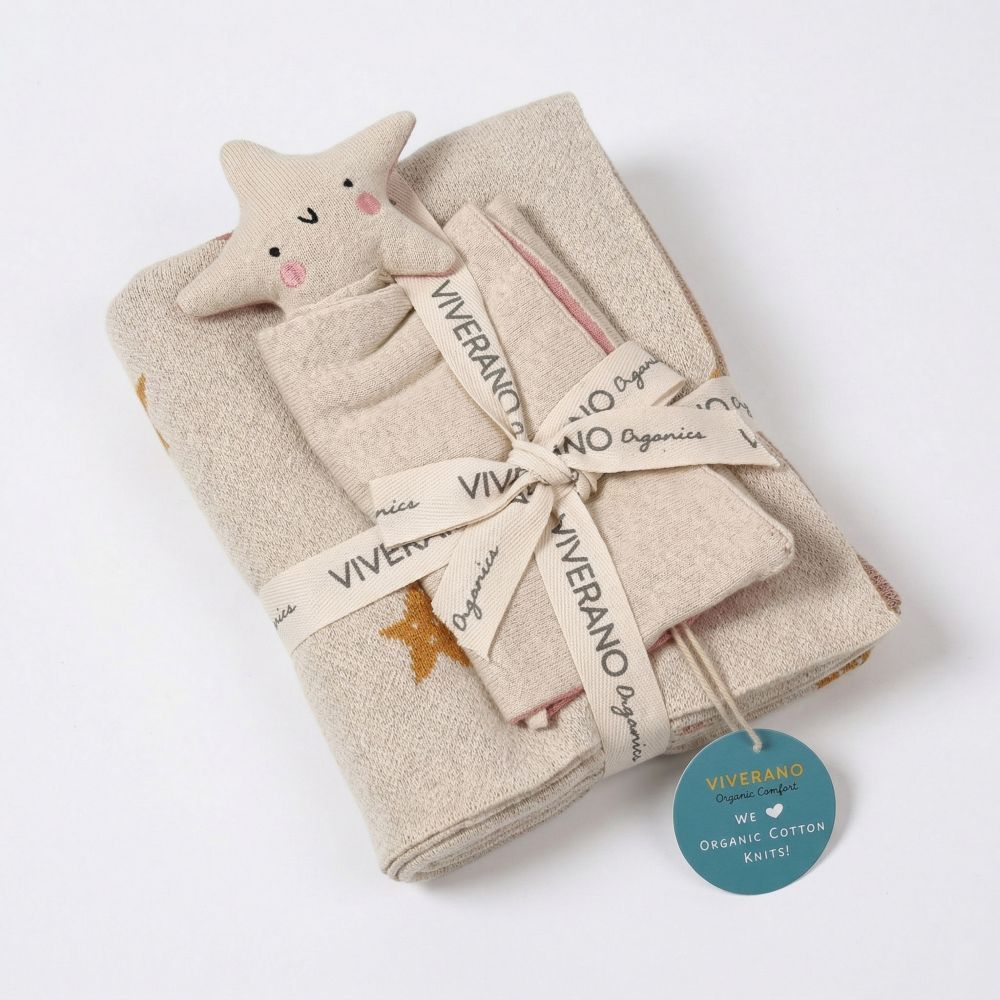 Knit baby blanket & lovey gift set - natural primary image