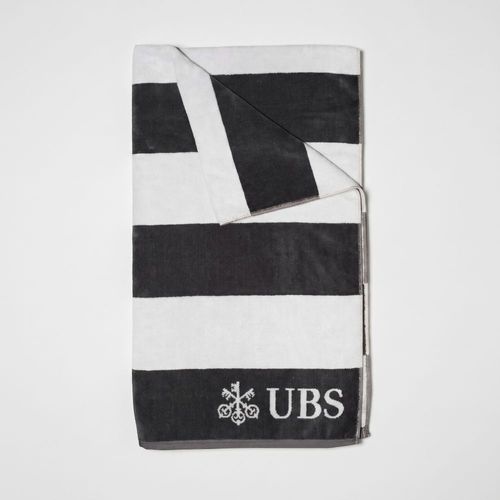 Woven beach towel - white with charcoal stripes (pre-order for early September delivery) image thumbnail