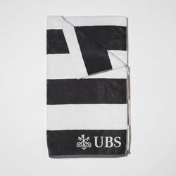 Image of Woven beach towel - white with charcoal stripes (pre-order for early September delivery)