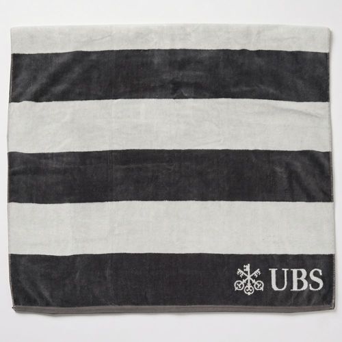 Woven beach towel - white with charcoal stripes (pre-order for early September delivery) image thumbnail
