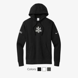 Image of Nike club fleece sleeve swoosh pullover hoodie (veterans logo) 