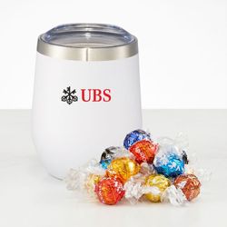 Image of Chocolate-filled stainless steel wine tumbler - 12 oz.