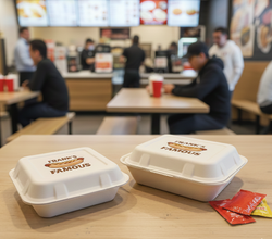 Image of 8"Hinge Lid Molded Fiber Container 