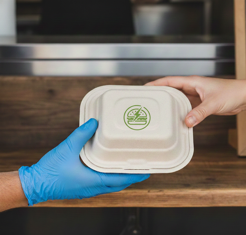 6" Hinged Lid Molded Fiber Container image thumbnail