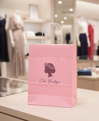 Image of Light Pink Kraft Paper Bags with Handles