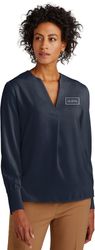 Image of Brooks Brothers Open-Neck Satin Blouse - Women’s
