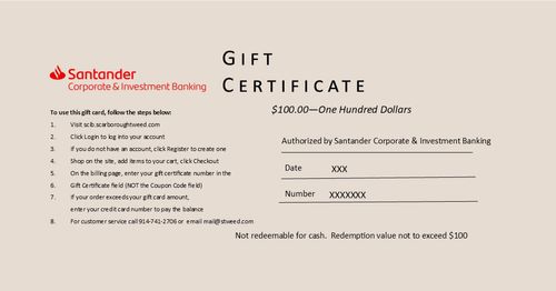 $100 E-Gift Certificate   image thumbnail