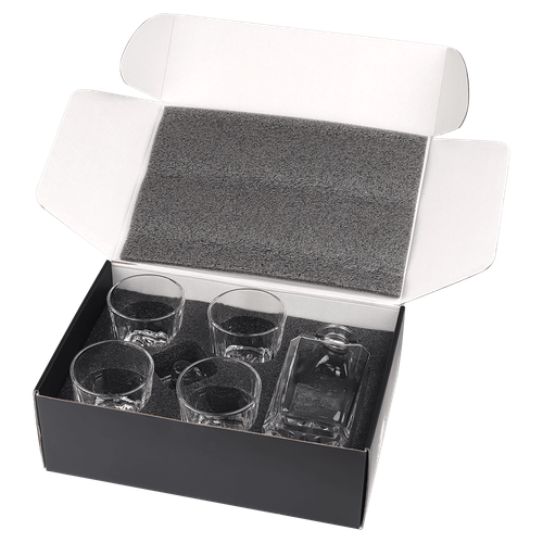 Decanter Set with Four 11 oz. Glasses in a Black Gift Box image thumbnail