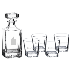 Image of Decanter Set with Four 11 oz. Glasses in a Black Gift Box