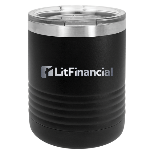  Polar Camel 10 oz. Black Vacuum Insulated Ringneck Tumbler with Clear Lid image thumbnail