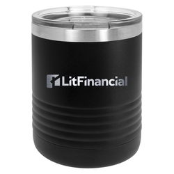 Image of  Polar Camel 10 oz. Black Vacuum Insulated Ringneck Tumbler with Clear Lid