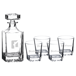 Image of Decanter Set with Four 11 oz. Glasses in a Black Gift Box