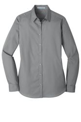 Image of Port Authority Ladies Long Sleeve Carefree Poplin Shirt. LW100