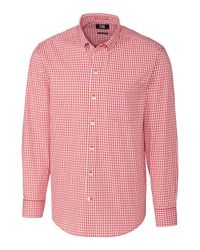Image of Cutter & Buck Easy Care Stretch Gingham Mens Long Sleeve Dress Shirt