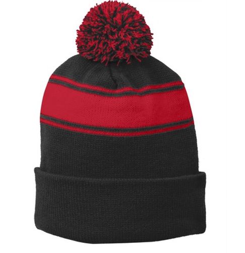 Sport-Tek Stripe Pom Pom Beanie image thumbnail