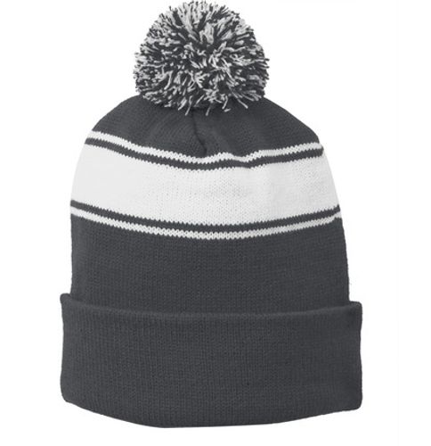 Sport-Tek Stripe Pom Pom Beanie image thumbnail