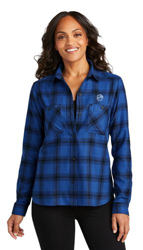 Ladies Flannel Plaid Long Sleeve Shirt image thumbnail