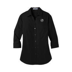 Image of Ladies 3/4 Sleeve Poplin Shirt