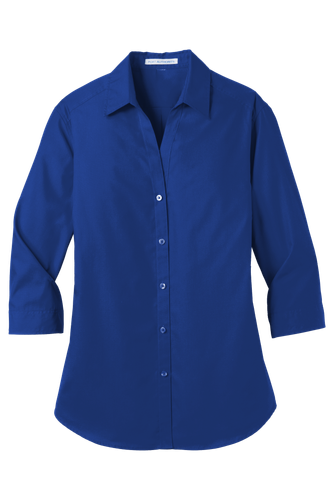 Ladies 3/4 Sleeve Poplin Shirt image thumbnail