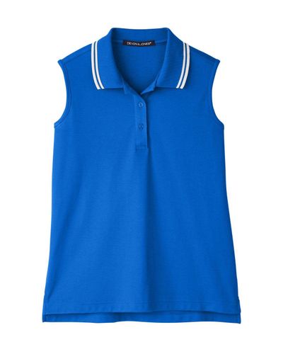 Ladies' CrownLux Performance™ Plaited Tipped Sleeveless Polo image thumbnail