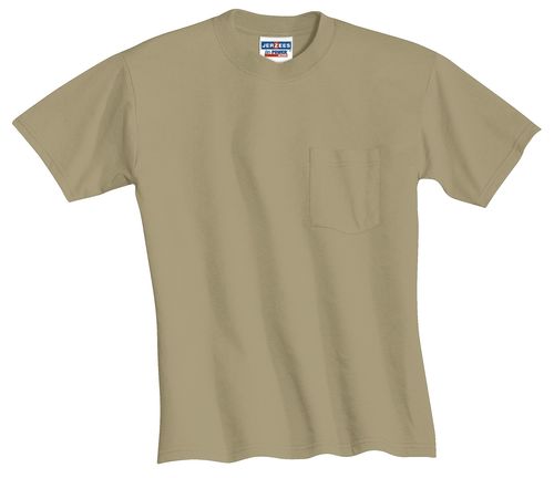JERZEES - Dri-Power 50/50 Cotton/Poly Pocket T-Shirt. 29MP Memphis Stone image thumbnail