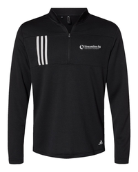 Image of SLA-Adidas Men's 3-Stripe Double-Knit 1/4 Zip Pullover - A482 - Grey